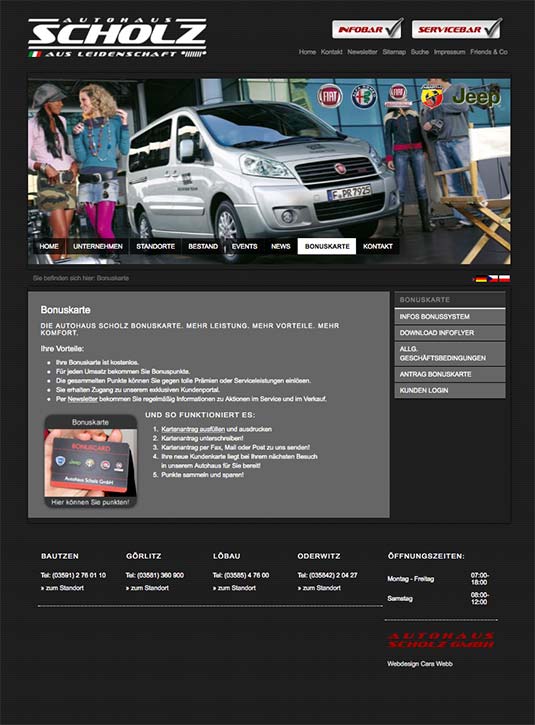 Die Kundenkarte auf der Website von Autohaus Scholz