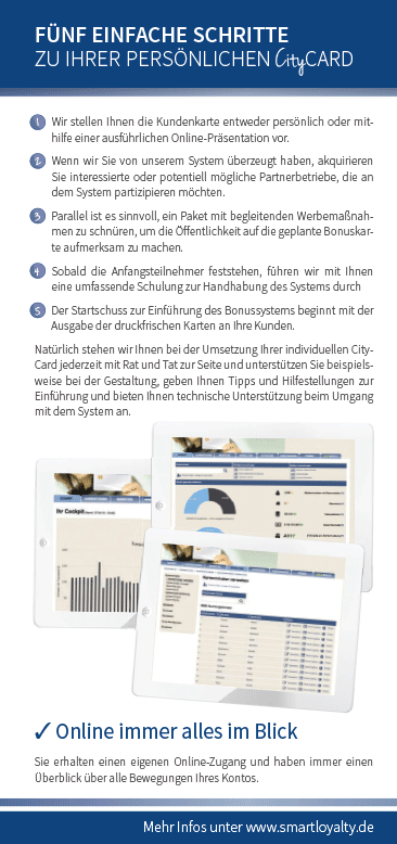 CityCARD Infoflyer – Fünf Schritte zur Kundenkarte