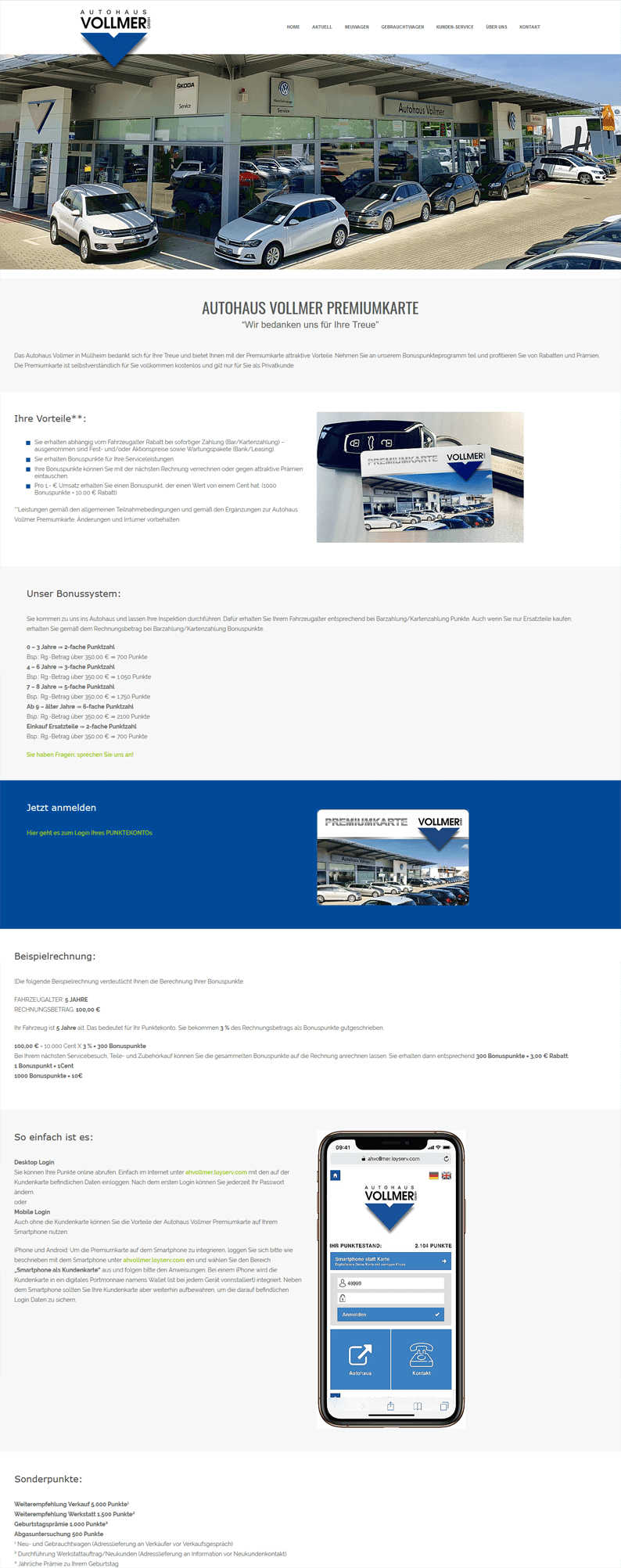 Eine detaillerte Beschreibung der Kundenkarte im VW Autohaus Vollmer