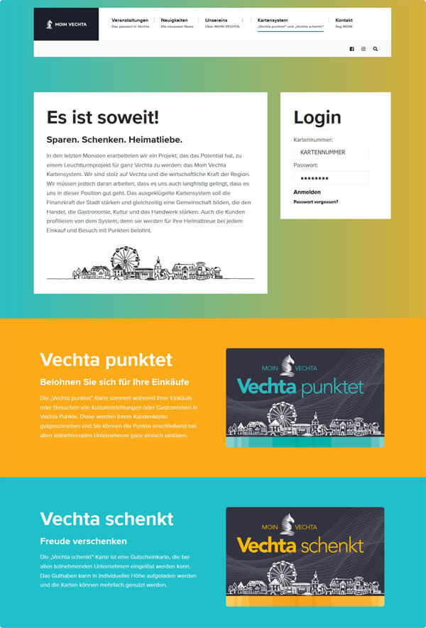 Die CityCard-Website von Vechta