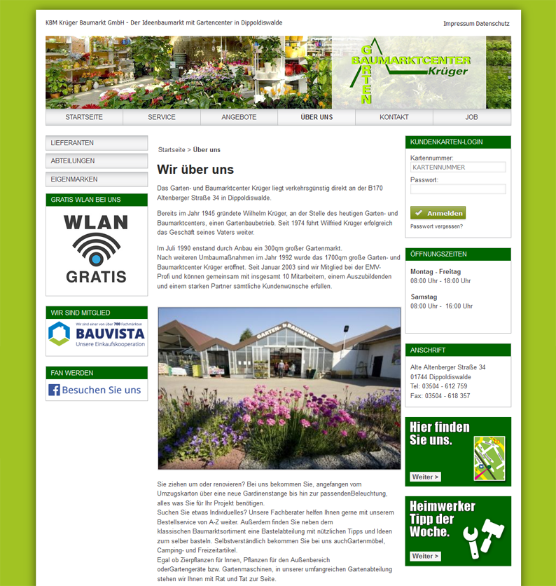 Die Webseite von Gartencenter Krüger