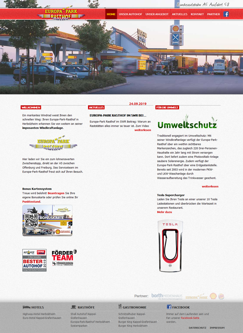 Die Bonuskarte auf der Website von der Tankstelle "Europa-Park-Rasthof"