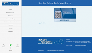 Wertkarte der Robbi`s Fahrschule auf der Webseite